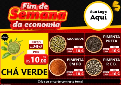 Modelo de Encarte para Encarte A4 Horizontal com o tema Fim de Semana da Economia para Produtos Naturais