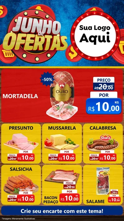 Modelo de Rede Social para Stories com o tema Junho de Ofertas para Frios e Laticínios