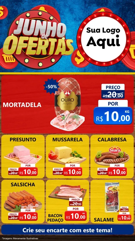 Modelo de Rede Social para Stories com o tema Junho de Ofertas para Frios e Laticínios