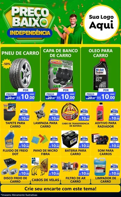 Modelo de Encarte para Encarte Grande com o tema Preço Baixo de Independência para Auto peças