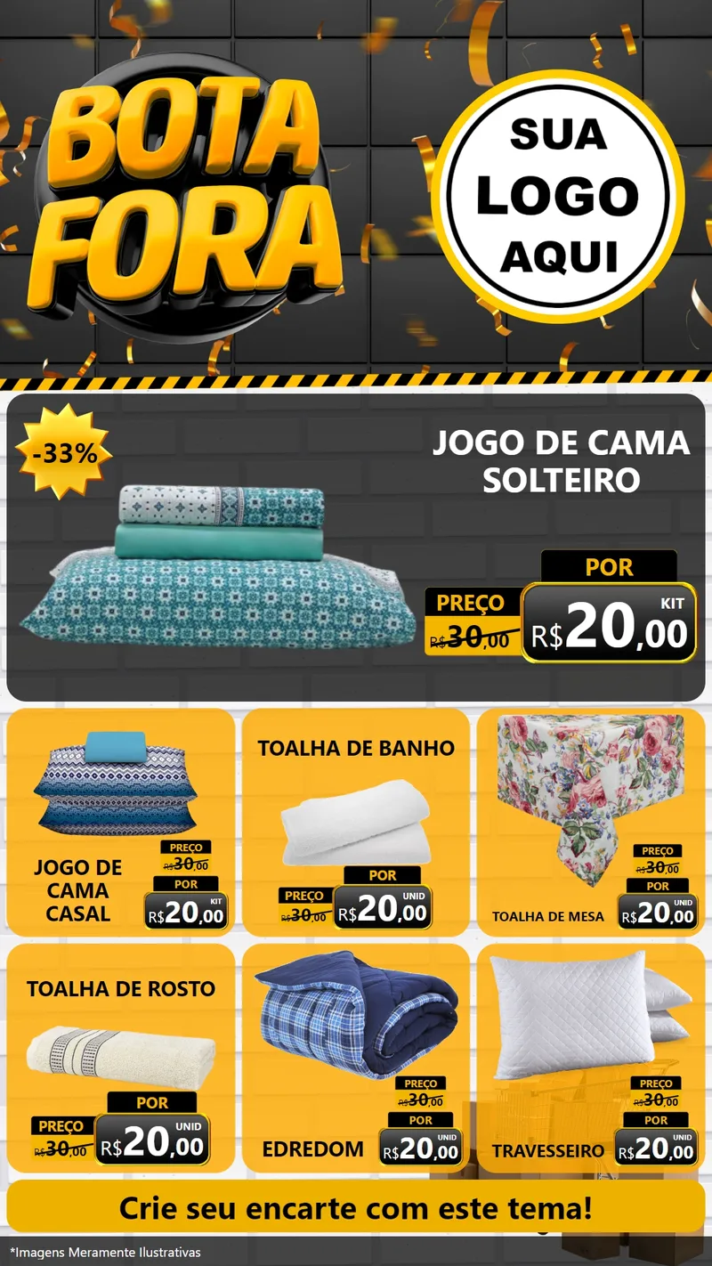 Modelo de Rede Social para Stories com o tema Bota Fora para Cama, Mesa e Banho