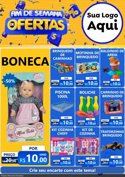 Modelo de Encarte para Encarte A4 Vertical com o tema Fim de Semana de Ofertas para Brinquedos