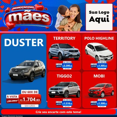 Modelo de Rede Social para Feed Facebook com o tema Promoção das Mães para Concessionaria de Carros