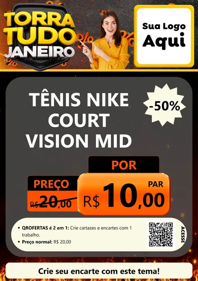 Modelo de Cartaz para Cartaz A4 Vertical com o tema Torra Tudo Janeiro para Calçados
