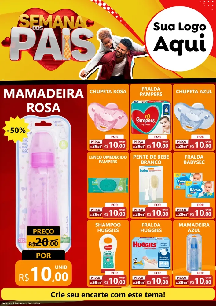 Modelo de Encarte para Encarte A4 Vertical com o tema Semana Dos Pais para Bebês