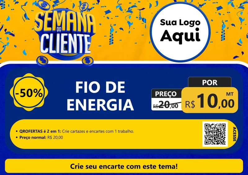 Modelo de Cartaz para Cartaz A4 Horizontal com o tema Semana do Cliente para Materiais Elétricos