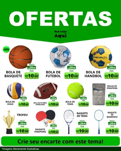 Modelo de Rede Social para Feed Instagram com o tema Ofertas Verde Cartaz para Artigos Esportivos