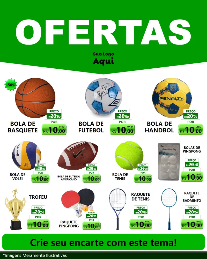Modelo de Rede Social para Feed Instagram com o tema Ofertas Verde Cartaz para Artigos Esportivos