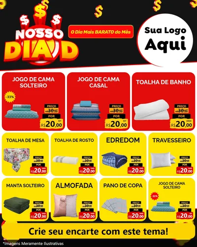 Modelo de Rede Social para Feed Instagram com o tema Nosso Dia D para Cama, Mesa e Banho