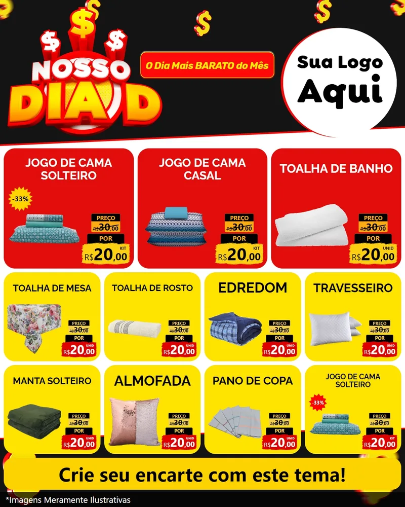 Modelo de Rede Social para Feed Instagram com o tema Nosso Dia D para Cama, Mesa e Banho