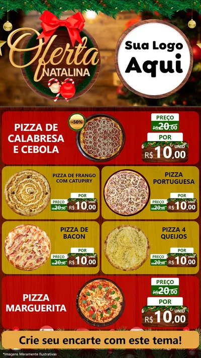 Modelo de TV para TV Vertical com o tema Ofertas Natalina para Pizzaria