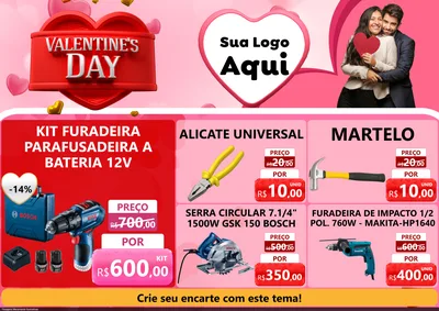 Modelo de Encarte para Encarte A4 Horizontal com o tema Valentine's Day para Maquinas e Ferramentas