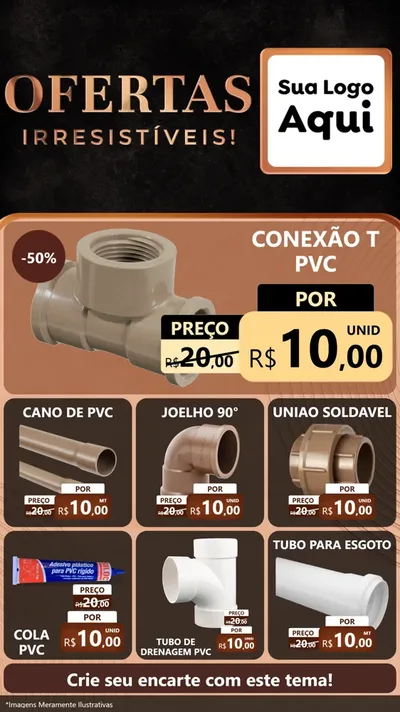 Modelo de Rede Social para Stories com o tema Ofertas Irresistíveis! para Tubos e conexões