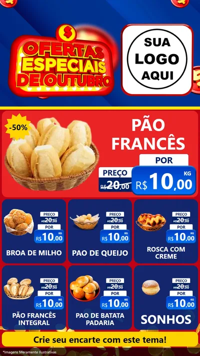 Modelo de Rede Social para Stories com o tema Ofertas Especiais de Outubro para Padaria