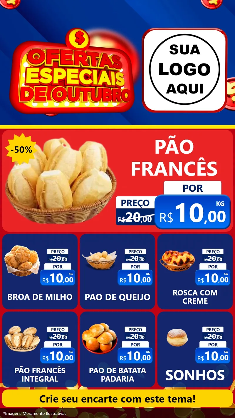 Modelo de Rede Social para Stories com o tema Ofertas Especiais de Outubro para Padaria