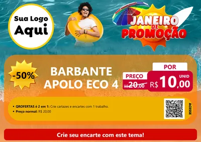Modelo de Cartaz para Cartaz A4 Horizontal com o tema Janeiro de Promoção para Armarinho e Aviamentos