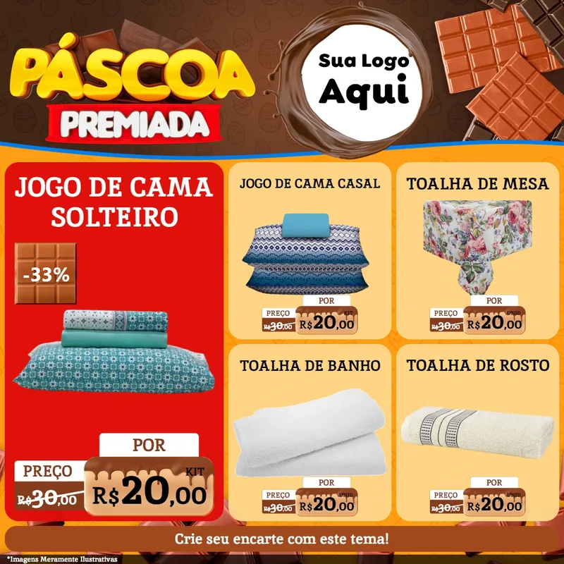 Modelo de Rede Social para Feed Facebook com o tema Páscoa Premiada para Cama, Mesa e Banho