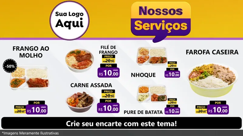 Modelo de TV para TV Horizontal com o tema Nossos Serviços para Restaurante