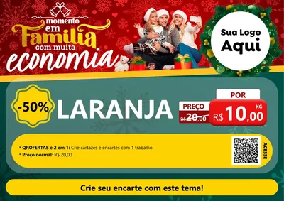 Modelo de Cartaz para Cartaz A4 Horizontal com o tema Momento em Família (Natal) para Hortifrúti