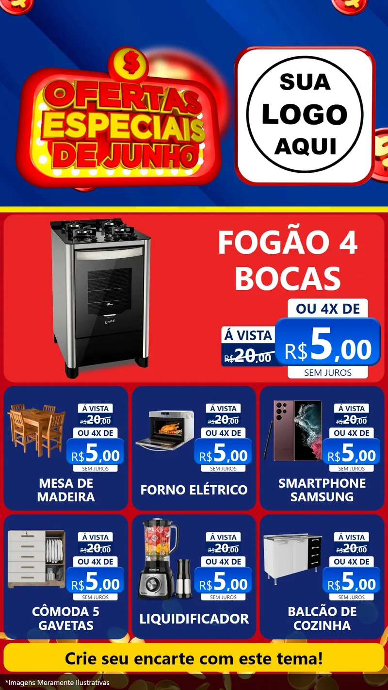 Modelo de Rede Social para Stories com o tema Ofertas Especiais de Junho para Móveis e Eletro