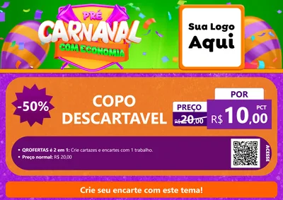 Modelo de Cartaz para Cartaz A4 Horizontal com o tema Pré-Carnaval Com Economia para Embalagens