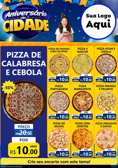 Modelo de Encarte para Encarte A4 Vertical com o tema Aniversário da Cidade para Pizzaria