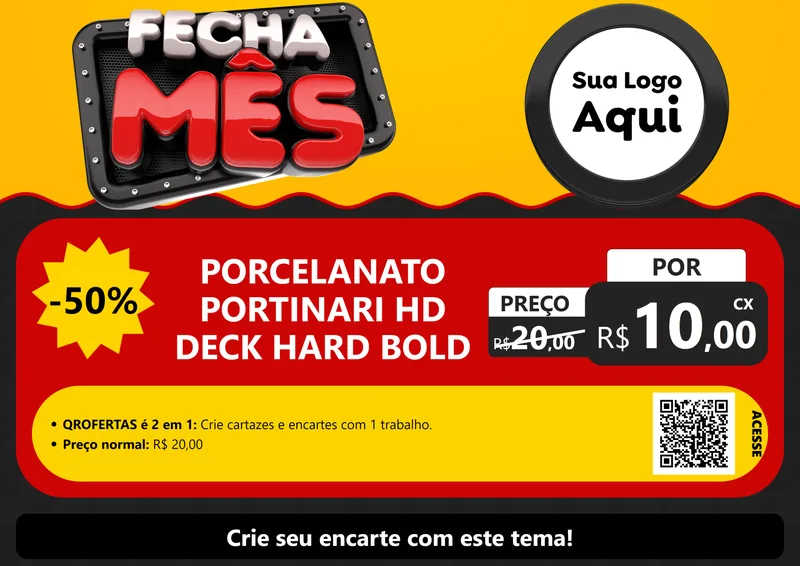 Modelo de Cartaz para Cartaz A4 Horizontal com o tema Fecha Mês para Pisos e revestimentos