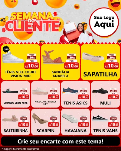 Modelo de Rede Social para Feed Instagram com o tema Semana do Cliente para Calçados