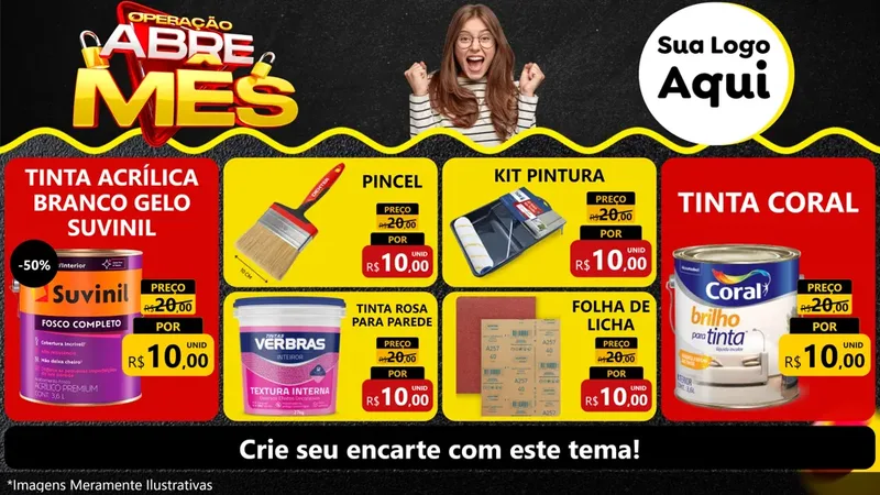 Modelo de TV para TV Horizontal com o tema Operação Abre Mês para Tintas e Ferramentas