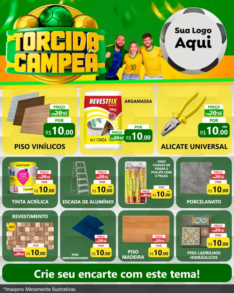 Modelo de Rede Social para Feed Instagram com o tema Torcida Campeã - Copa para Material para Construção