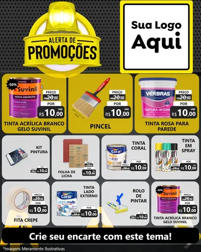 Modelo de Rede Social para Feed Instagram com o tema Alerta de Promoções para Tintas e Ferramentas
