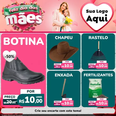 Modelo de Rede Social para Feed Facebook com o tema Feliz Dia das Mães para Agropecuária