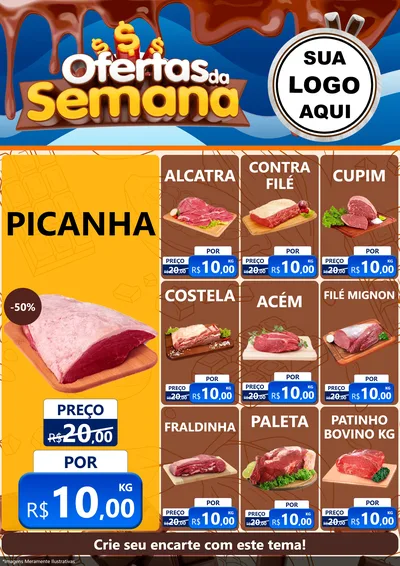 Modelo de Encarte para Encarte A4 Vertical com o tema Ofertas da Semana - Páscoa para Açougue
