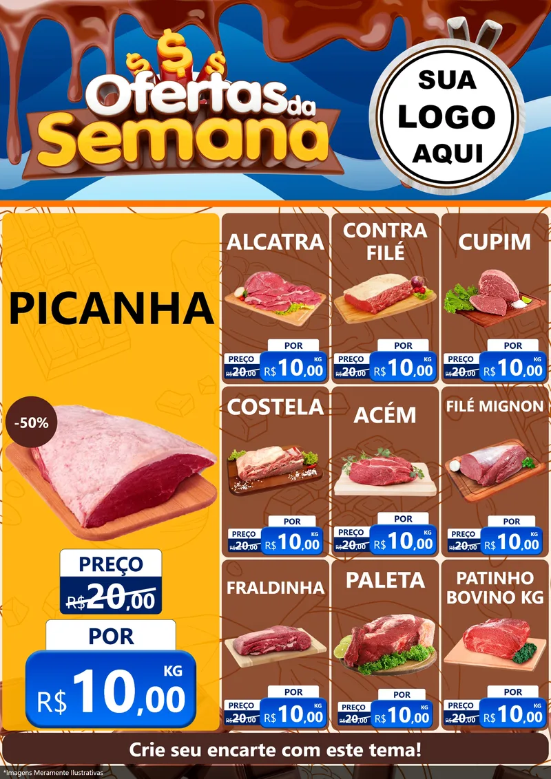 Modelo de Encarte para Encarte A4 Vertical com o tema Ofertas da Semana - Páscoa para Açougue