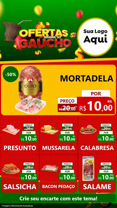 Modelo de Rede Social para Stories com o tema Ofertas Semana Do Gaúcho para Frios e Laticínios