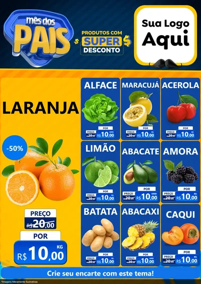 Modelo de Encarte para Encarte A4 Vertical com o tema Mês dos Pais para Hortifrúti