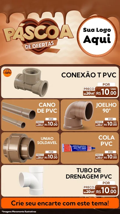 Modelo de TV para TV Vertical com o tema Páscoa de Ofertas para Tubos e conexões