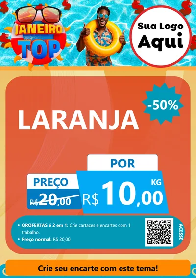 Modelo de Cartaz para Cartaz A4 Vertical com o tema Janeiro Top para Hortifrúti