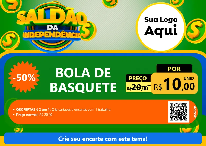 Modelo de Cartaz para Cartaz A4 Horizontal com o tema Saldão da Indepêndencia para Artigos Esportivos