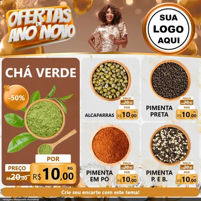 Modelo de Rede Social para Feed Facebook com o tema Ofertas de Ano Novo para Produtos Naturais
