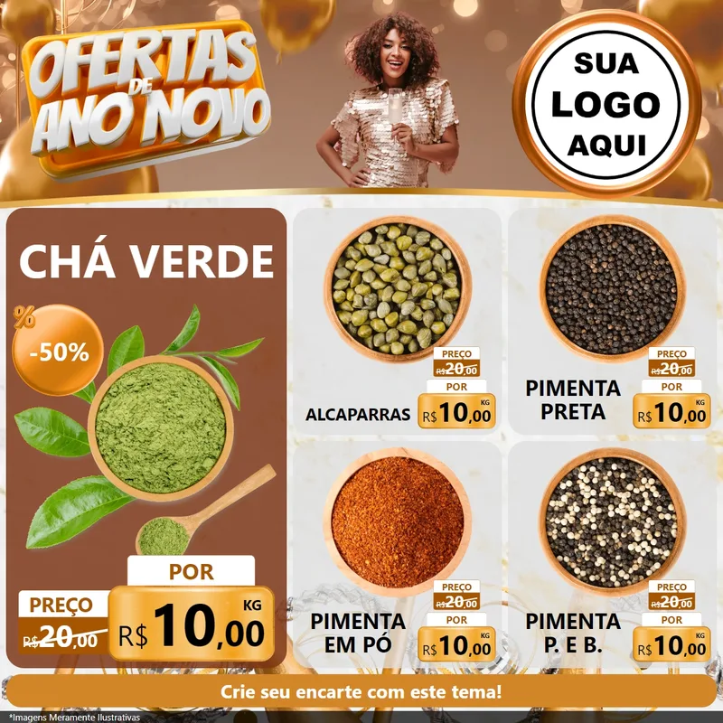 Modelo de Rede Social para Feed Facebook com o tema Ofertas de Ano Novo para Produtos Naturais