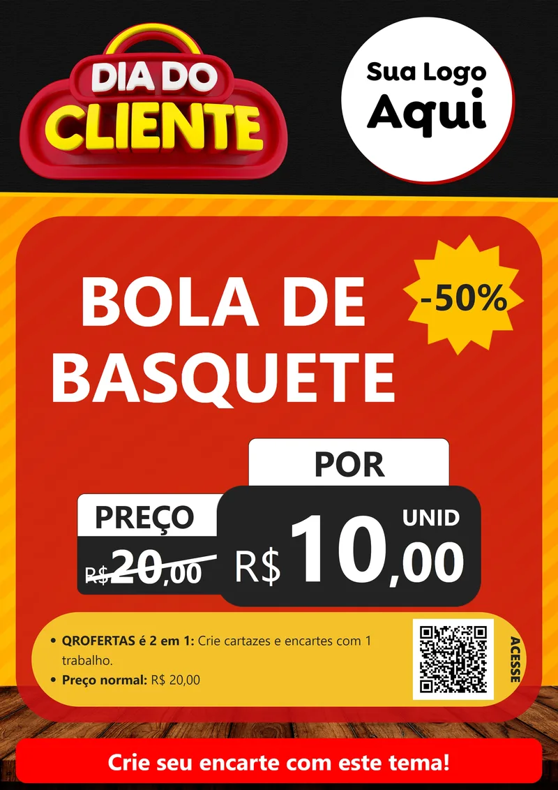 Modelo de Cartaz para Cartaz A4 Vertical com o tema Dia do Cliente para Artigos Esportivos