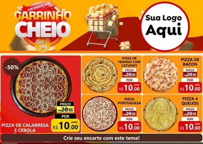 Modelo de Encarte para Encarte A4 Horizontal com o tema Promoção carrinho cheio para Pizzaria