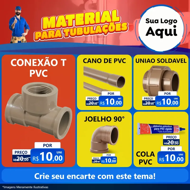 Modelo de Rede Social para Feed Facebook com o tema Material Para Tubulações (Tubos e Conexões) para Tubos e conexões