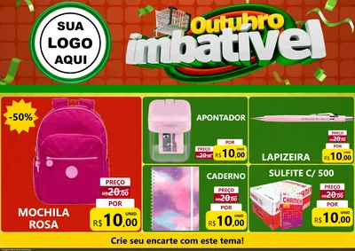 Modelo de Encarte para Encarte A4 Horizontal com o tema Outubro Imbatível para Papelaria