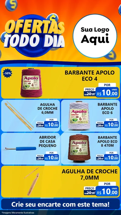Modelo de TV para TV Vertical com o tema Ofertas Todo Dia para Armarinho e Aviamentos