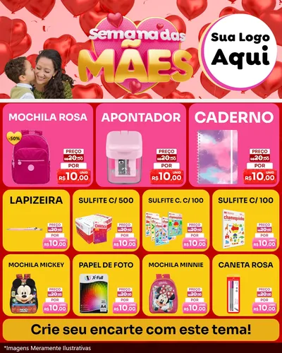 Modelo de Rede Social para Feed Instagram com o tema Semana Das Mães para Papelaria