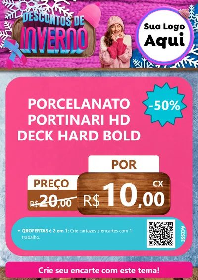 Modelo de Cartaz para Cartaz A4 Vertical com o tema Descontos de Inverno para Pisos e revestimentos