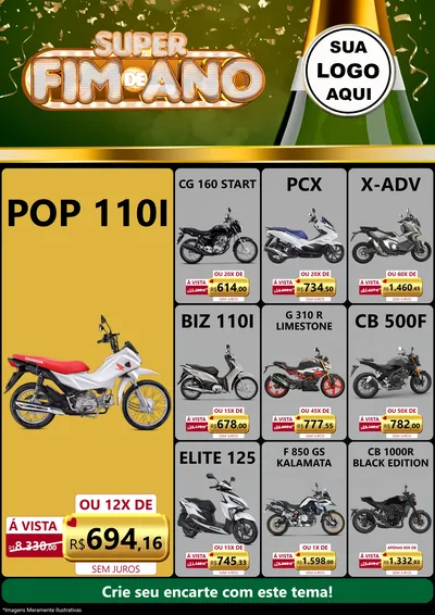 Modelo de Encarte para Encarte A4 Vertical com o tema Super Fim de Ano para Concessionaria de Motos