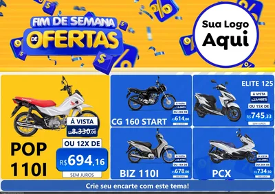 Modelo de Encarte para Encarte A4 Horizontal com o tema Fim de Semana de Ofertas para Concessionaria de Motos